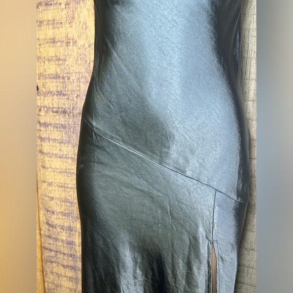 Satin One & Only Blue Women Tupe Top Sweetheart Slit Dress Size M Strapless Gown - Picture 11 of 11